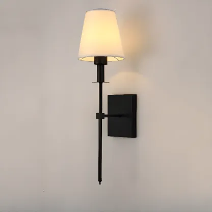 Modern White	Fabric Cylinder Wall Sconce with Medium Size Image - 7