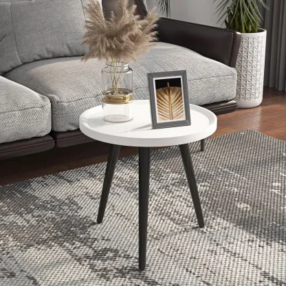 Modern Round Wooden End Table for Living Room Accent Image - 3
