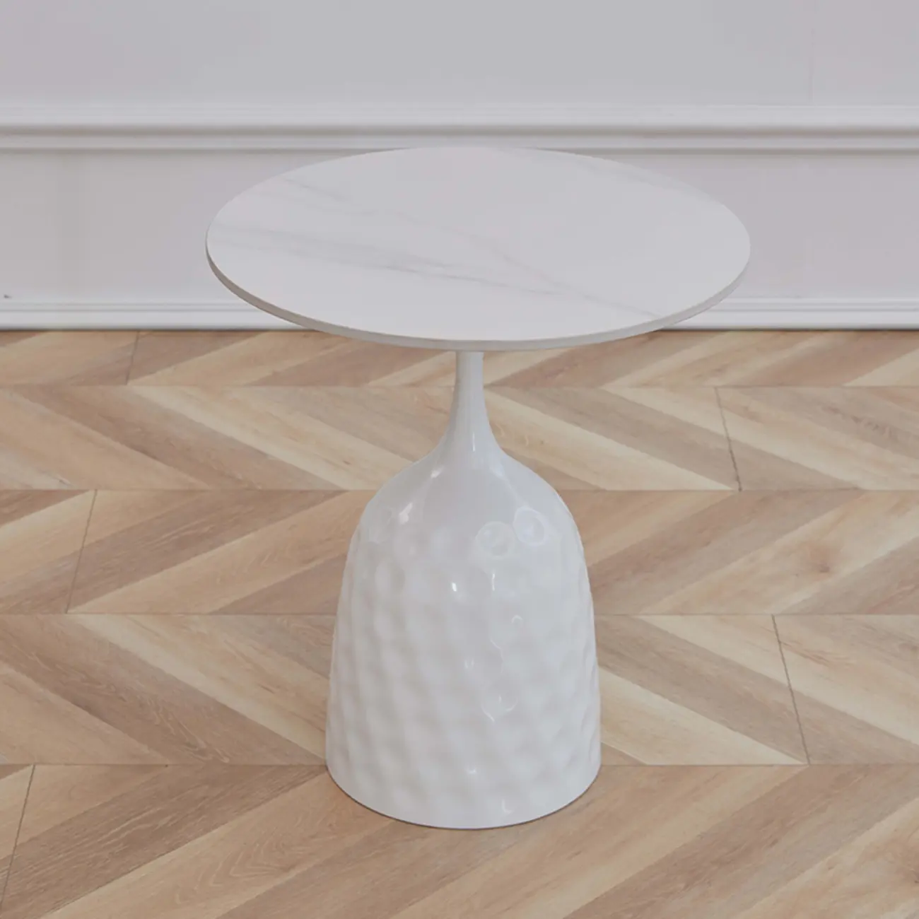 Metal Pedestal Round Marble Side Table for Living Room Image - 7 | homeyfad