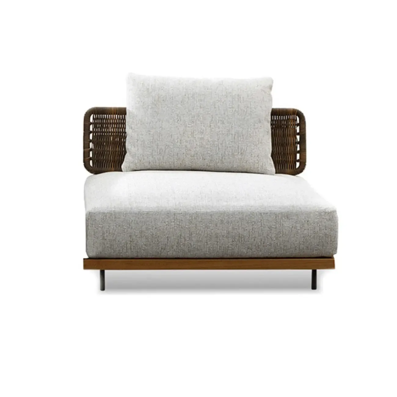 Modern Rattan WeavingOutdoor Sofa with Wood Base Image - 5