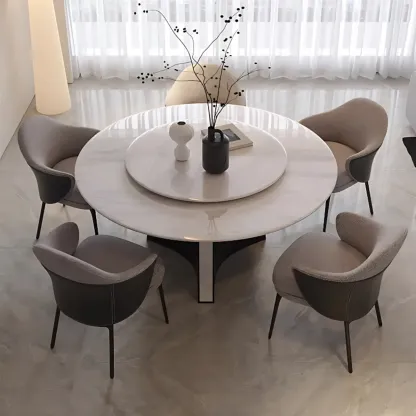 Modern Upholstered Dining Chair with Curved Back and Armrests Image - 8