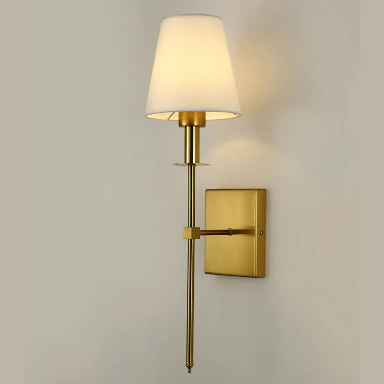 Modern White	Fabric Cylinder Wall Sconce with Medium Size Image - 8