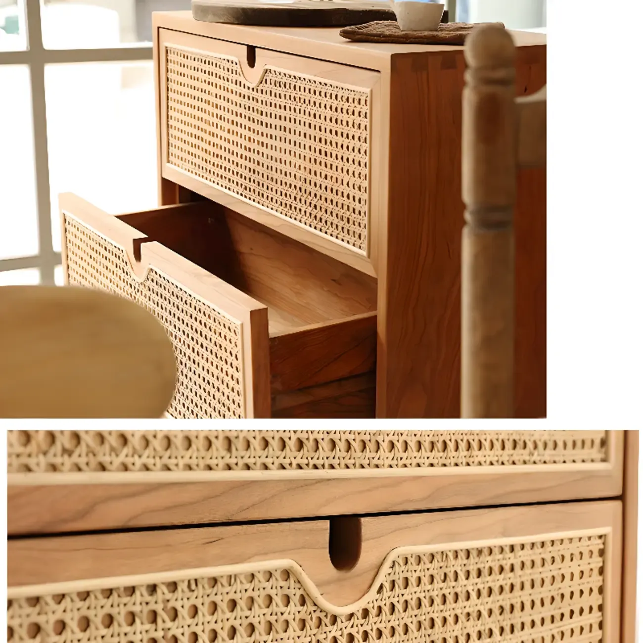 Modern Wood Console Dresser Natural Finish Image - 6