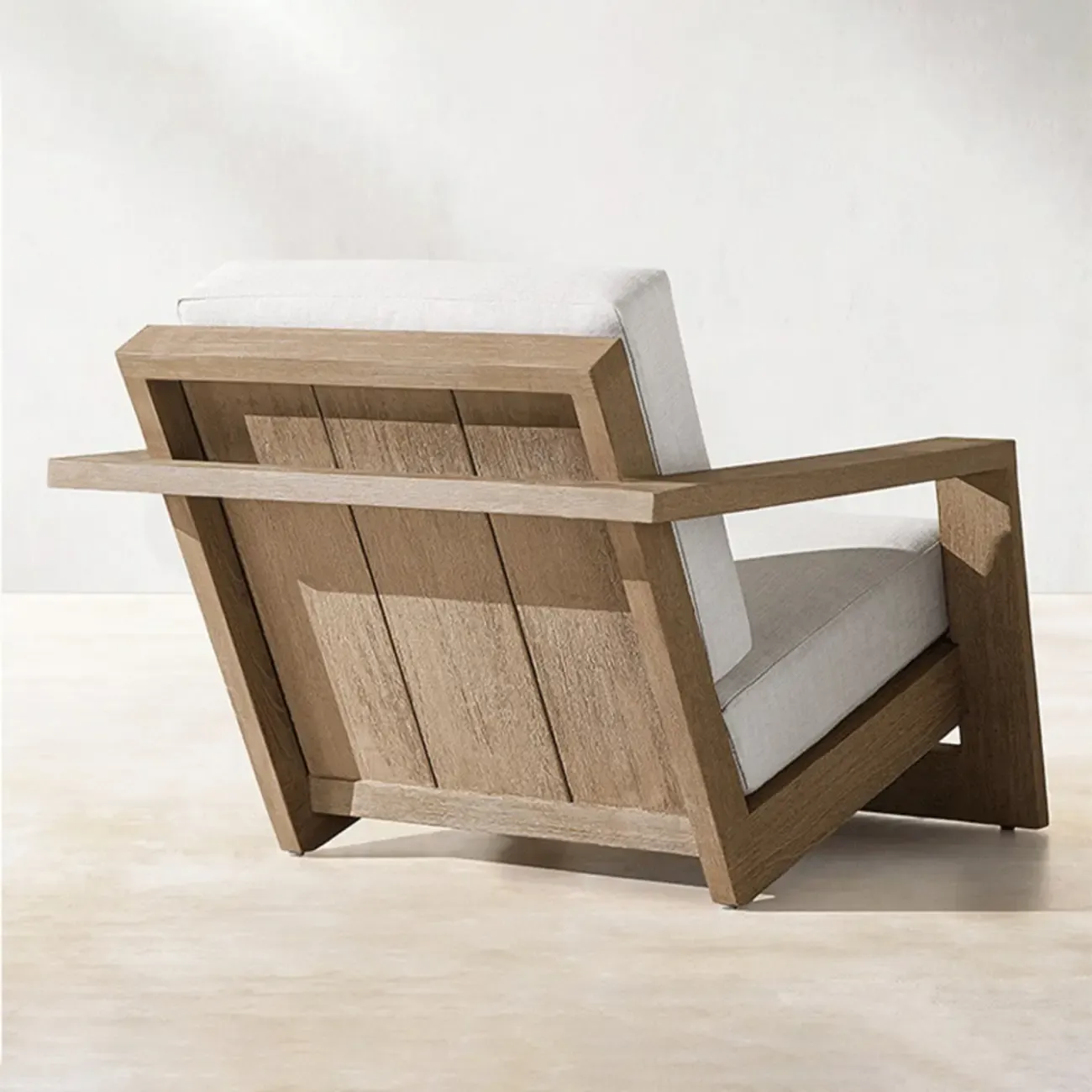 Modern Solid Wood Outdoor Sofa with Natural Finish Image - 6
