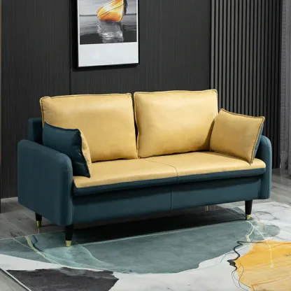 Minimalist Upholstery Loveseat Sofa in Mint Green with Pillows Image - 13