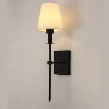 Modern White	Fabric Cylinder Wall Sconce with Medium Size Image - 9