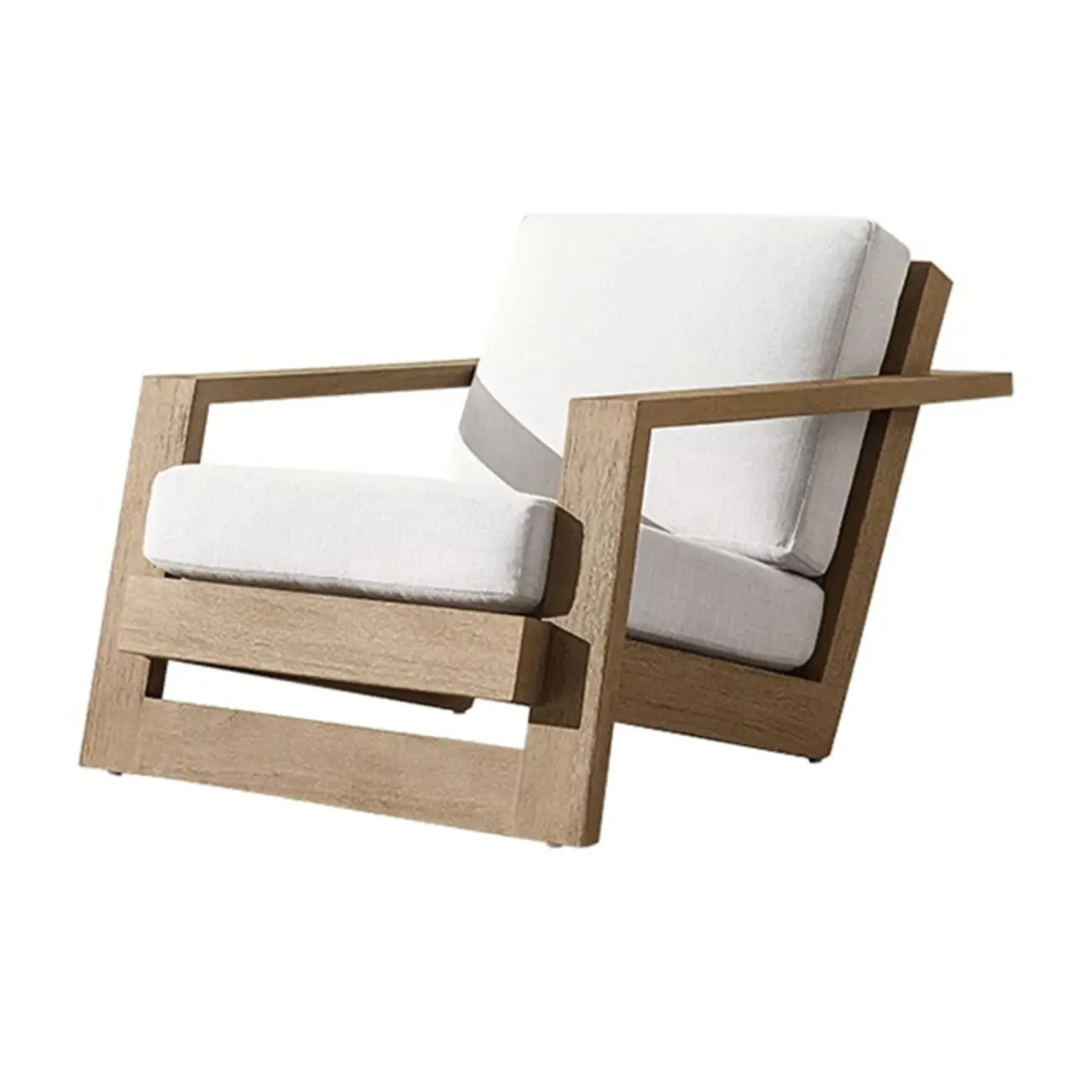 Modern Solid Wood Outdoor Sofa with Natural Finish Image - 7