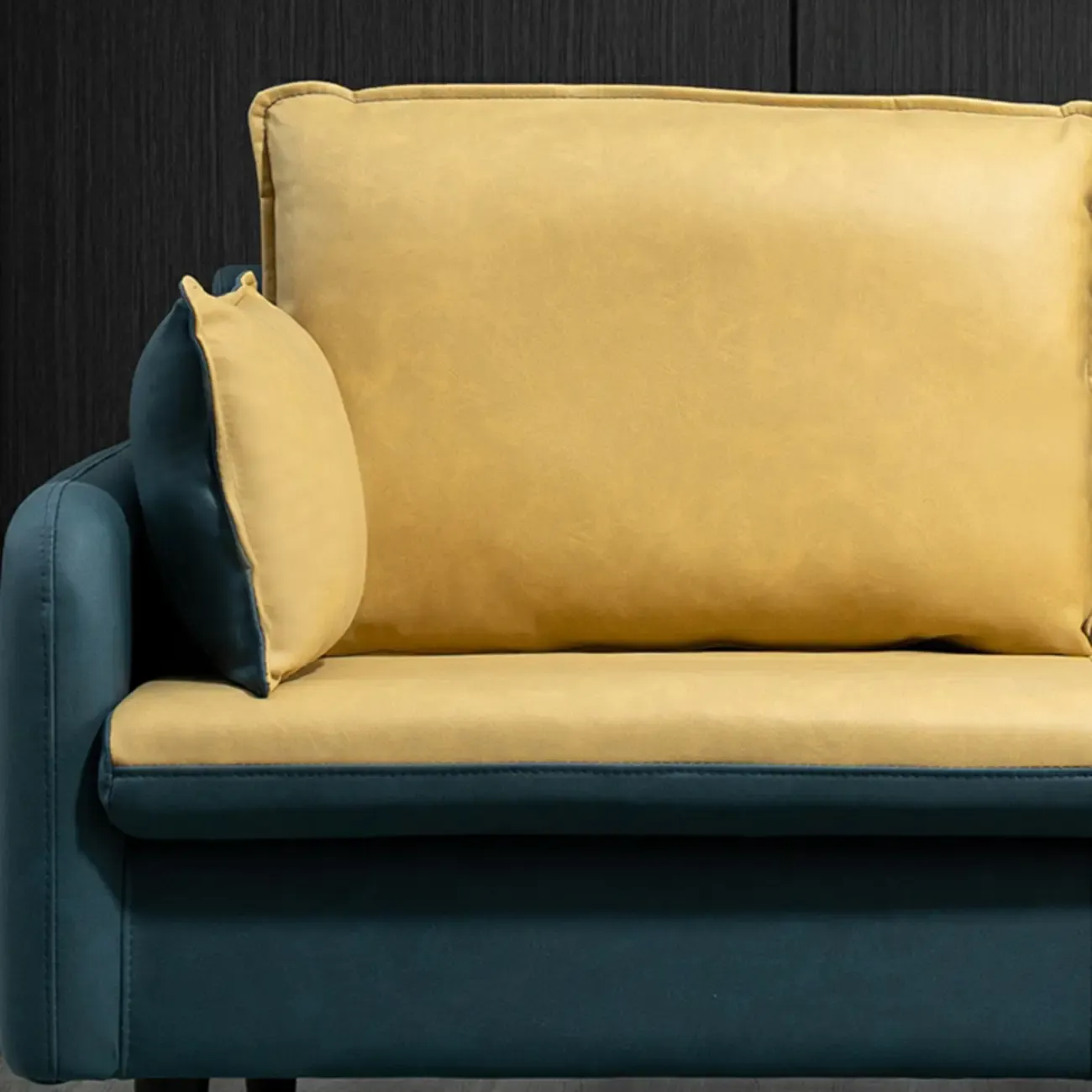 Minimalist Upholstery Loveseat Sofa in Mint Green with Pillows Image - 14