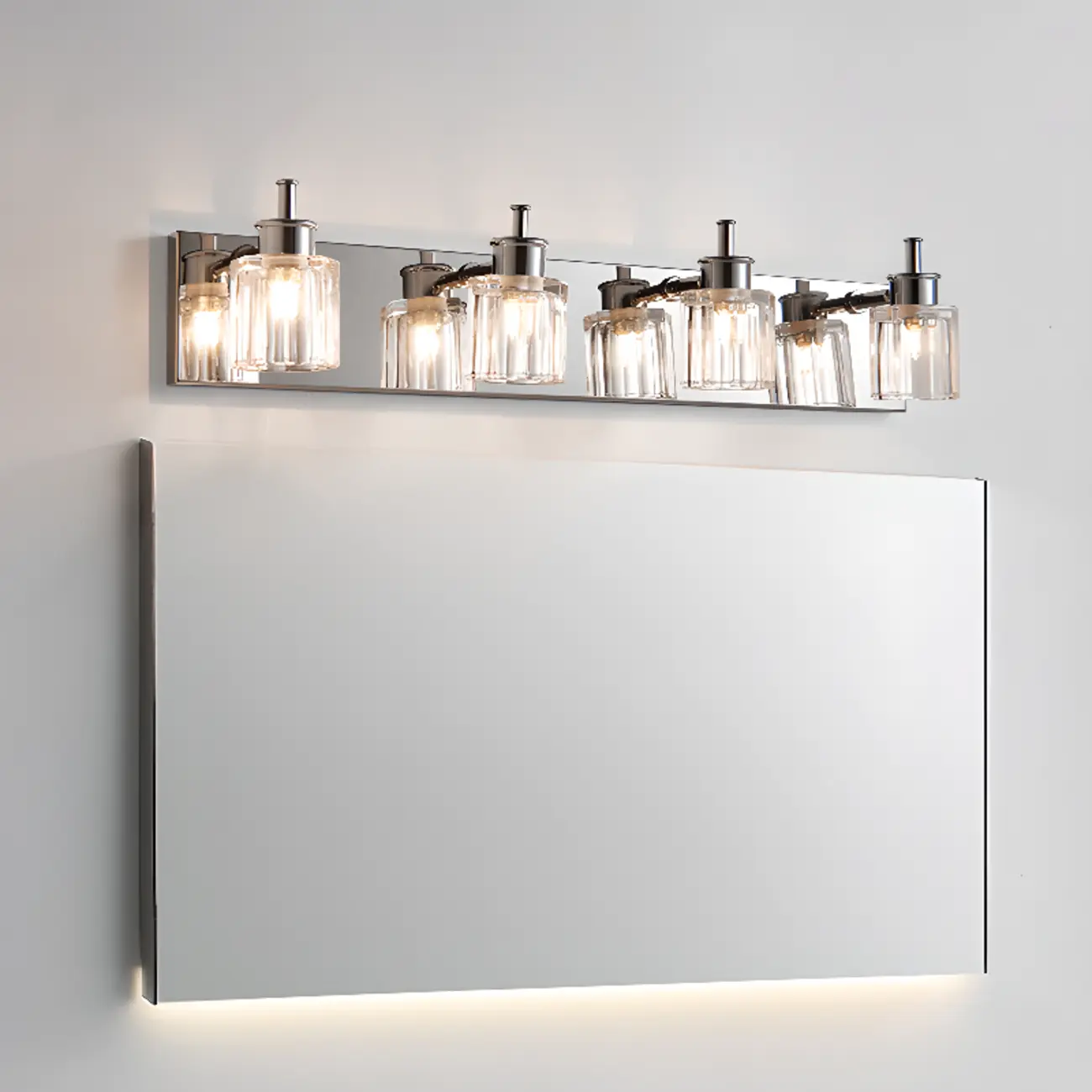 4 Bulb Vintage Bath Vanity Light with Brushed Nickel Shade Image - 1 | homeyfad