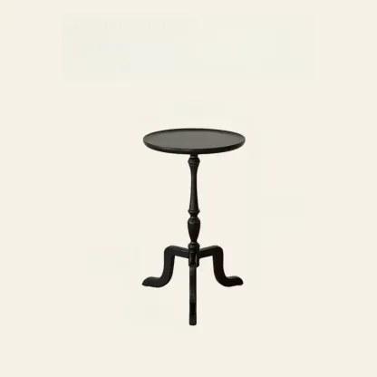 Wooden Tripod Round End Table with Tray Top for Living Room Image - 3