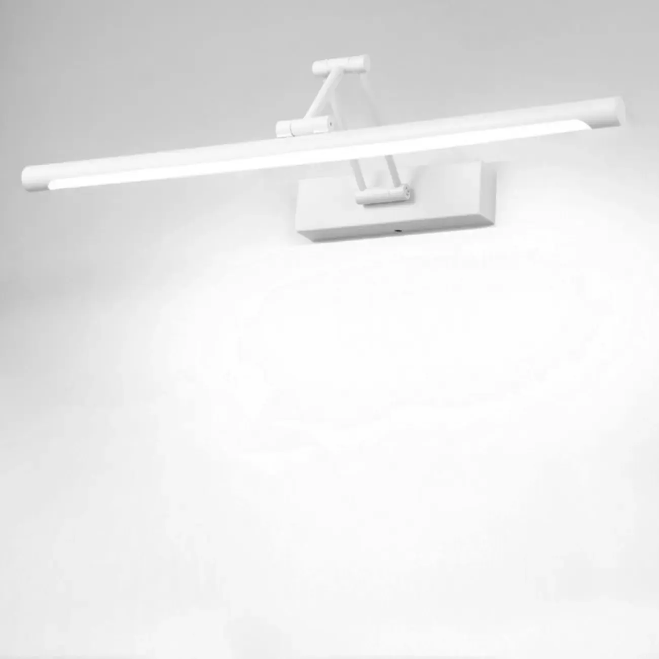 Modern White Aluminum LED Vanity Light with Swing Arm for Makeup Mirror Image - 2