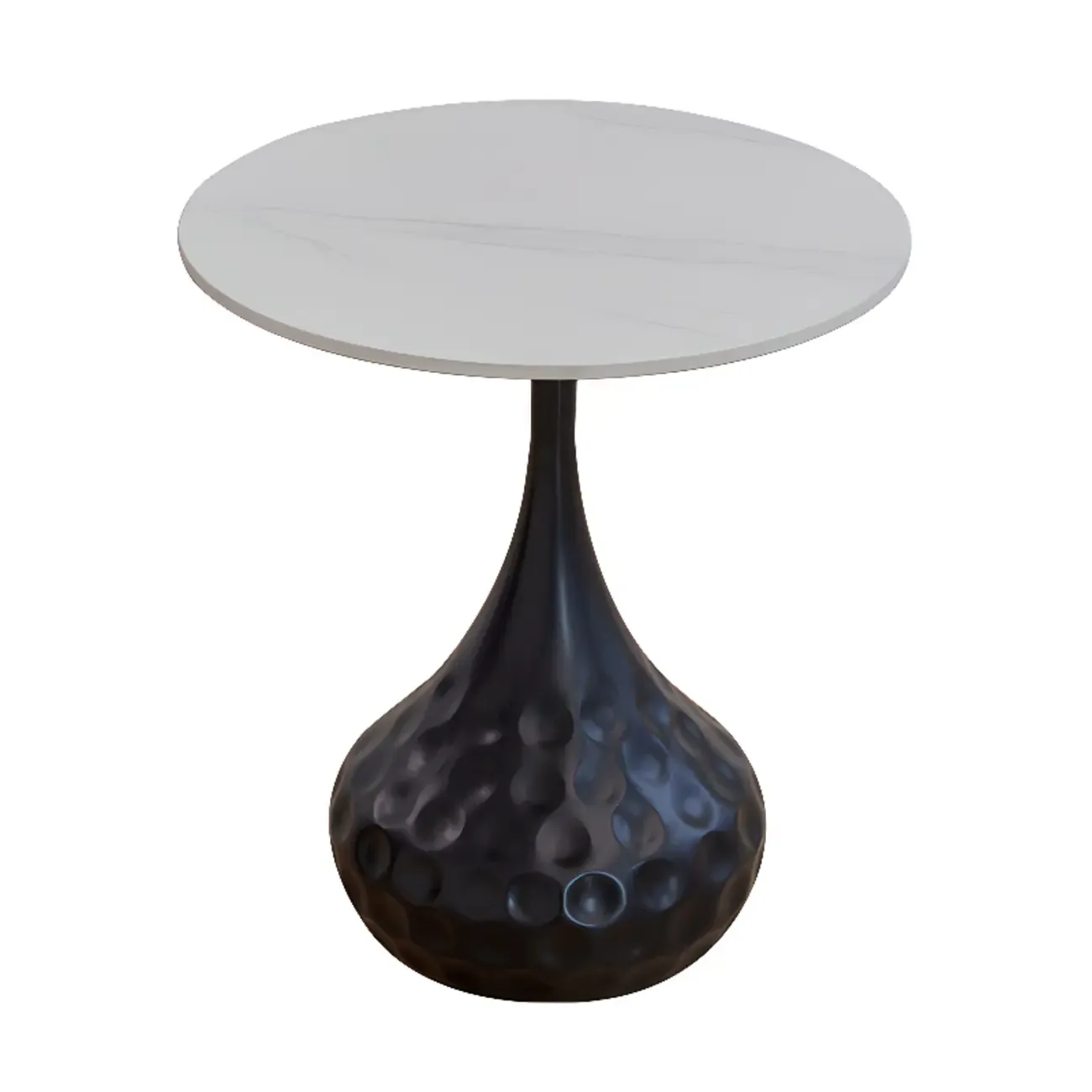 Metal Pedestal Round Marble Side Table for Living Room Image - 10