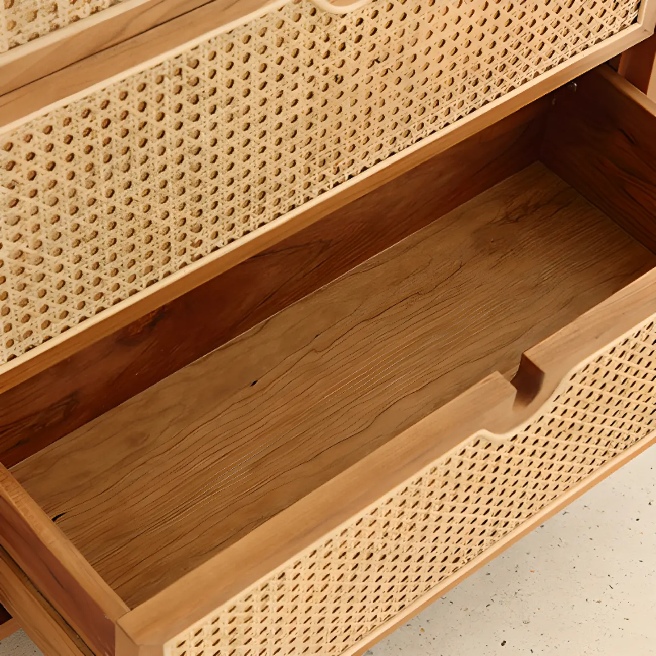 Modern Wood Console Dresser Natural Finish Image - 8 | homeyfad