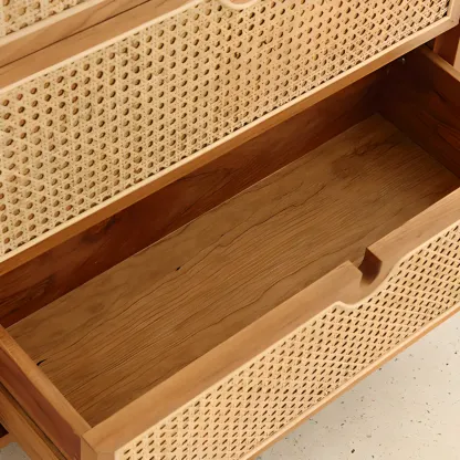 Modern Wood Console Dresser Natural Finish Image - 8