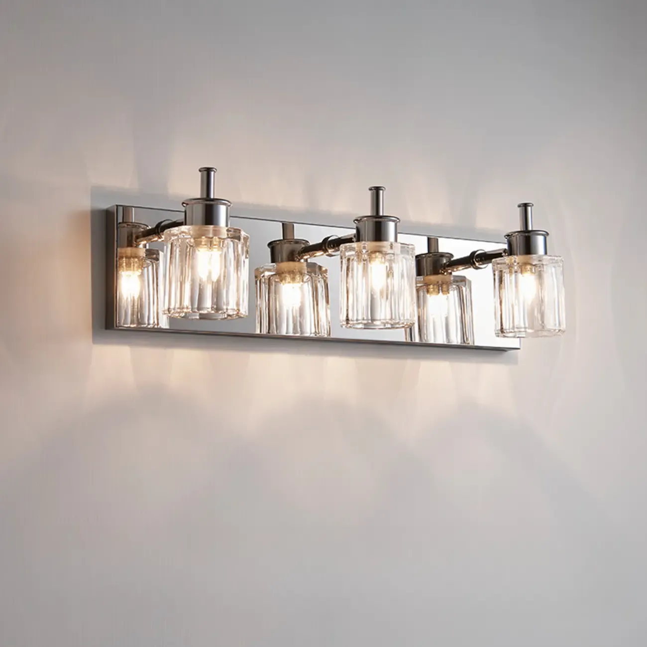 4 Bulb Vintage Bath Vanity Light with Brushed Nickel Shade Image - 2