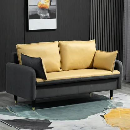 Minimalist Upholstery Loveseat Sofa in Mint Green with Pillows Image - 15