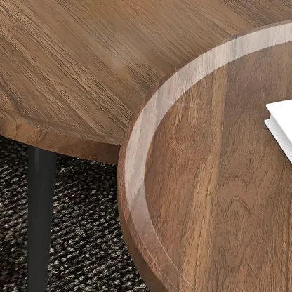 Modern Round Wooden End Table for Living Room Accent Image - 6