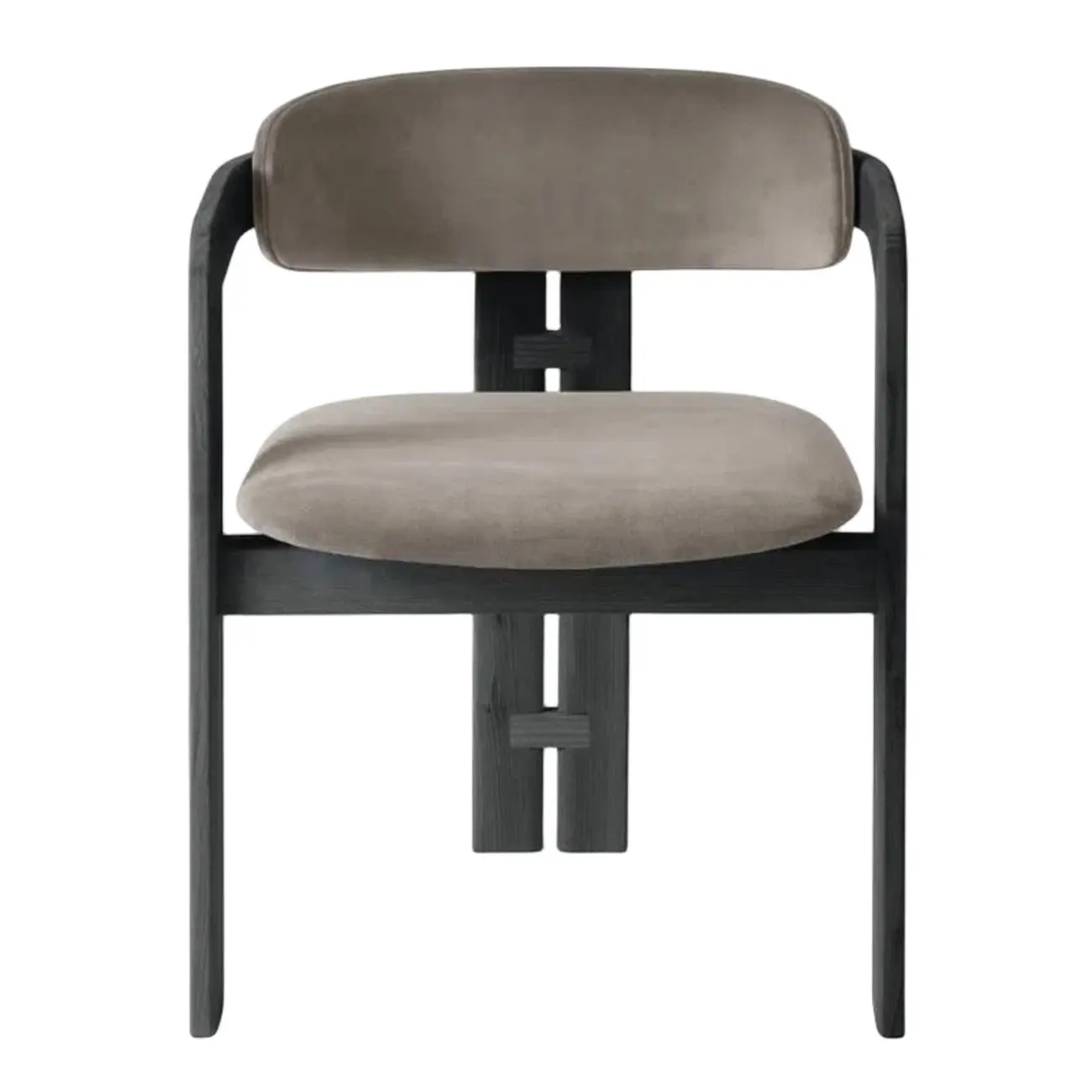 Scandinavian Tripod Chair with Arm in Grey Fabric Upholstered  Image - 2 | homeyfad