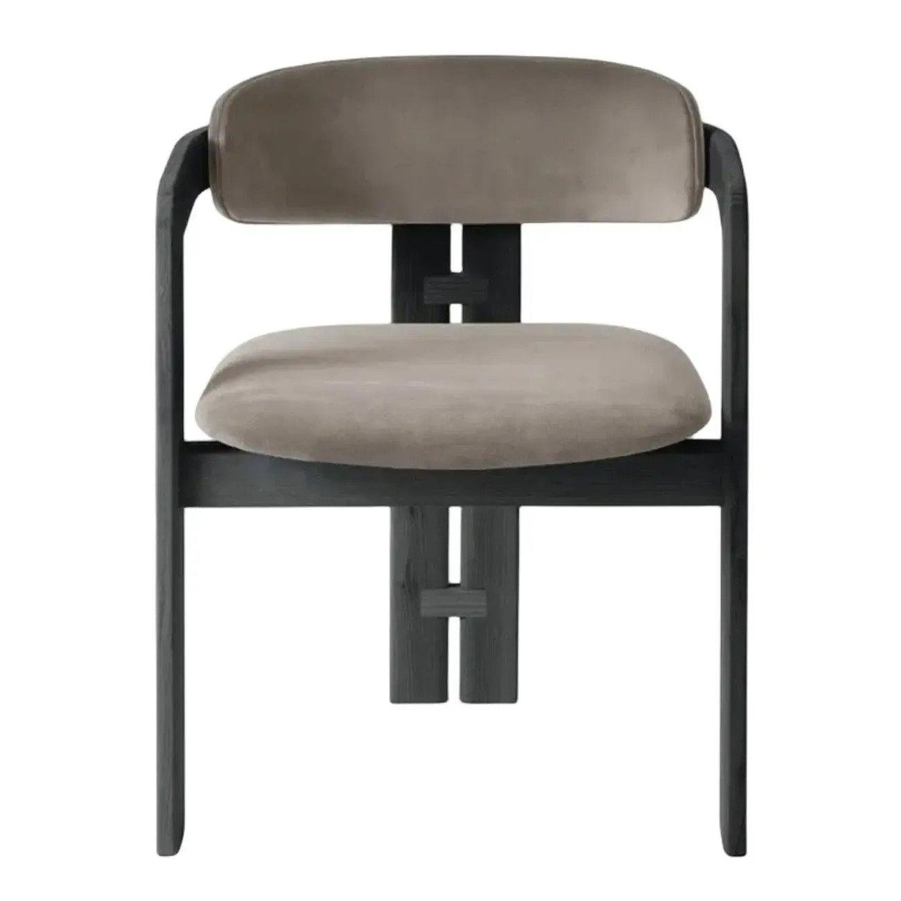 Scandinavian Tripod Chair with Arm in Grey Fabric Upholstered  Image - 2