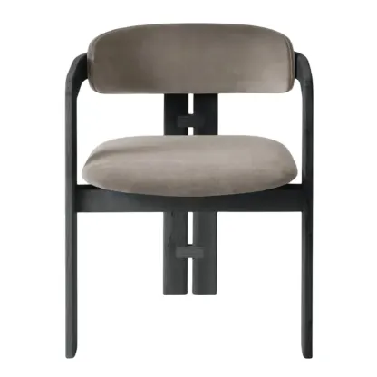 Scandinavian Tripod Chair with Arm in Grey Fabric Upholstered  Image - 2