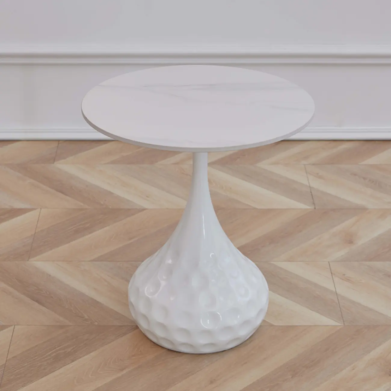Metal Pedestal Round Marble Side Table for Living Room Image - 11 | homeyfad