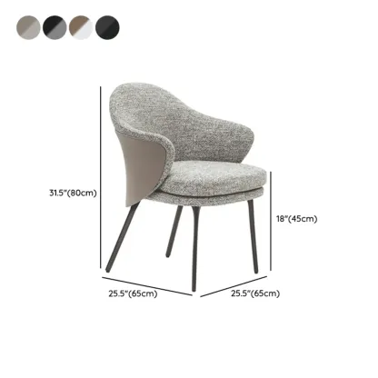 Modern Upholstered Dining Chair with Curved Back and Armrests #size