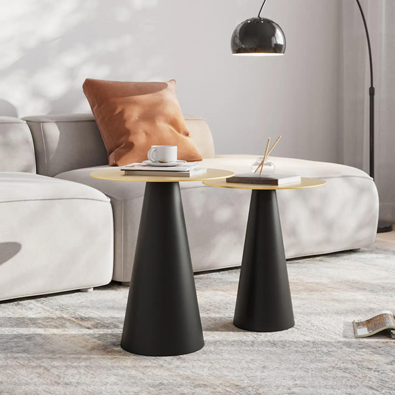 Modern Black Metal Round End Table for Living Room Decor Image - 12 | homeyfad