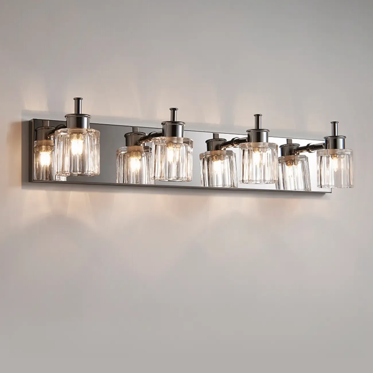4 Bulb Vintage Bath Vanity Light with Brushed Nickel Shade Image - 3