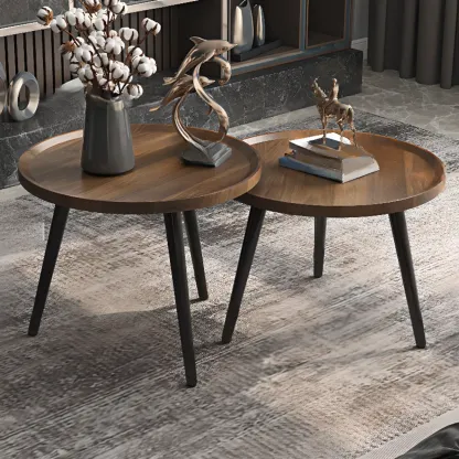 Modern Round Wooden End Table for Living Room Accent Image - 7