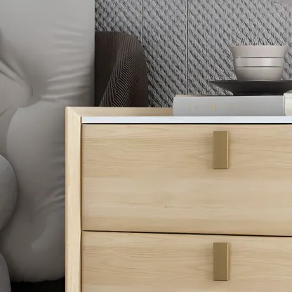 Modern Gray Bedside Table with Stone Countertop 3 Drawers Image - 17