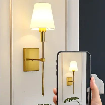 Modern White	Fabric Cylinder Wall Sconce with Medium Size Image - 12