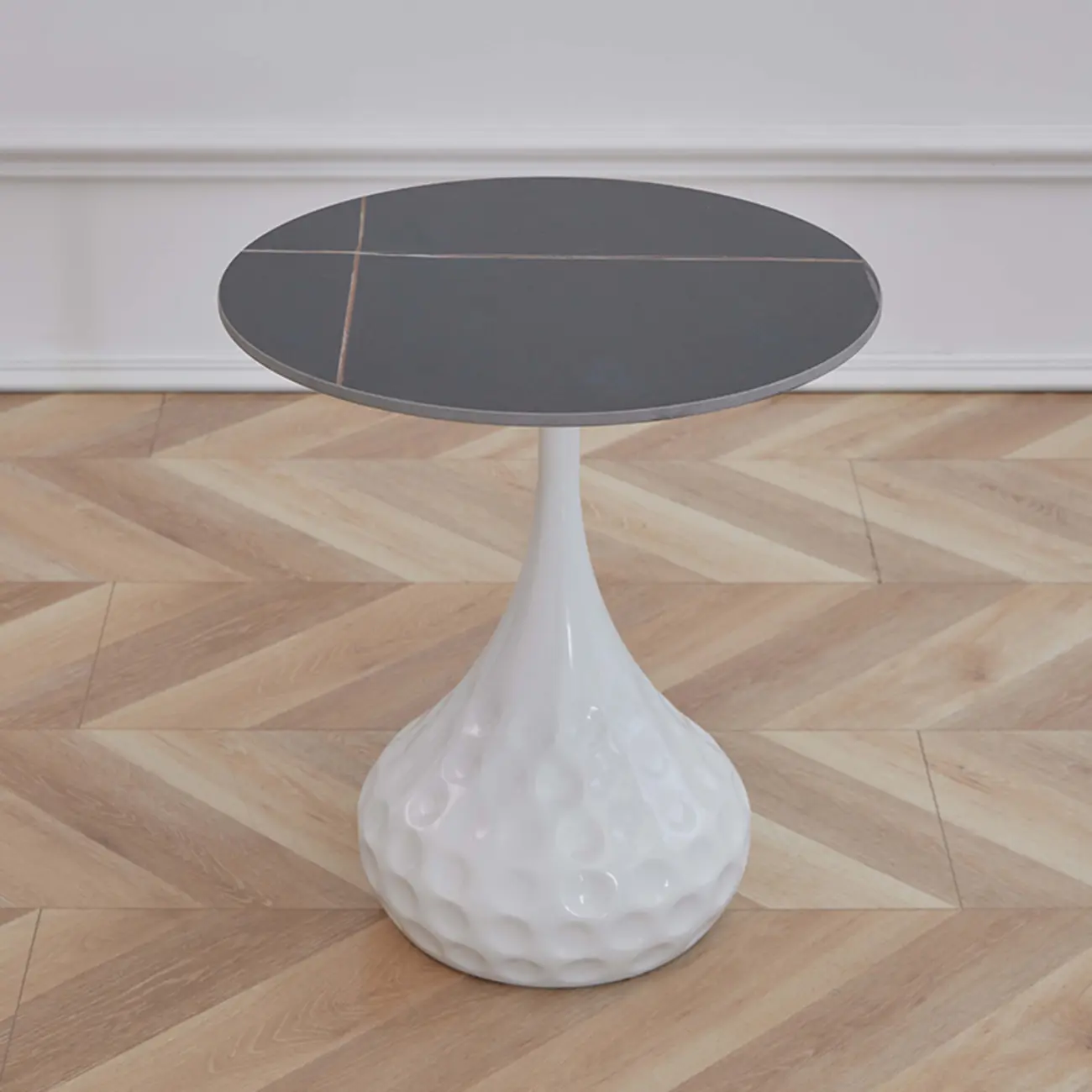Metal Pedestal Round Marble Side Table for Living Room Image - 13 | homeyfad