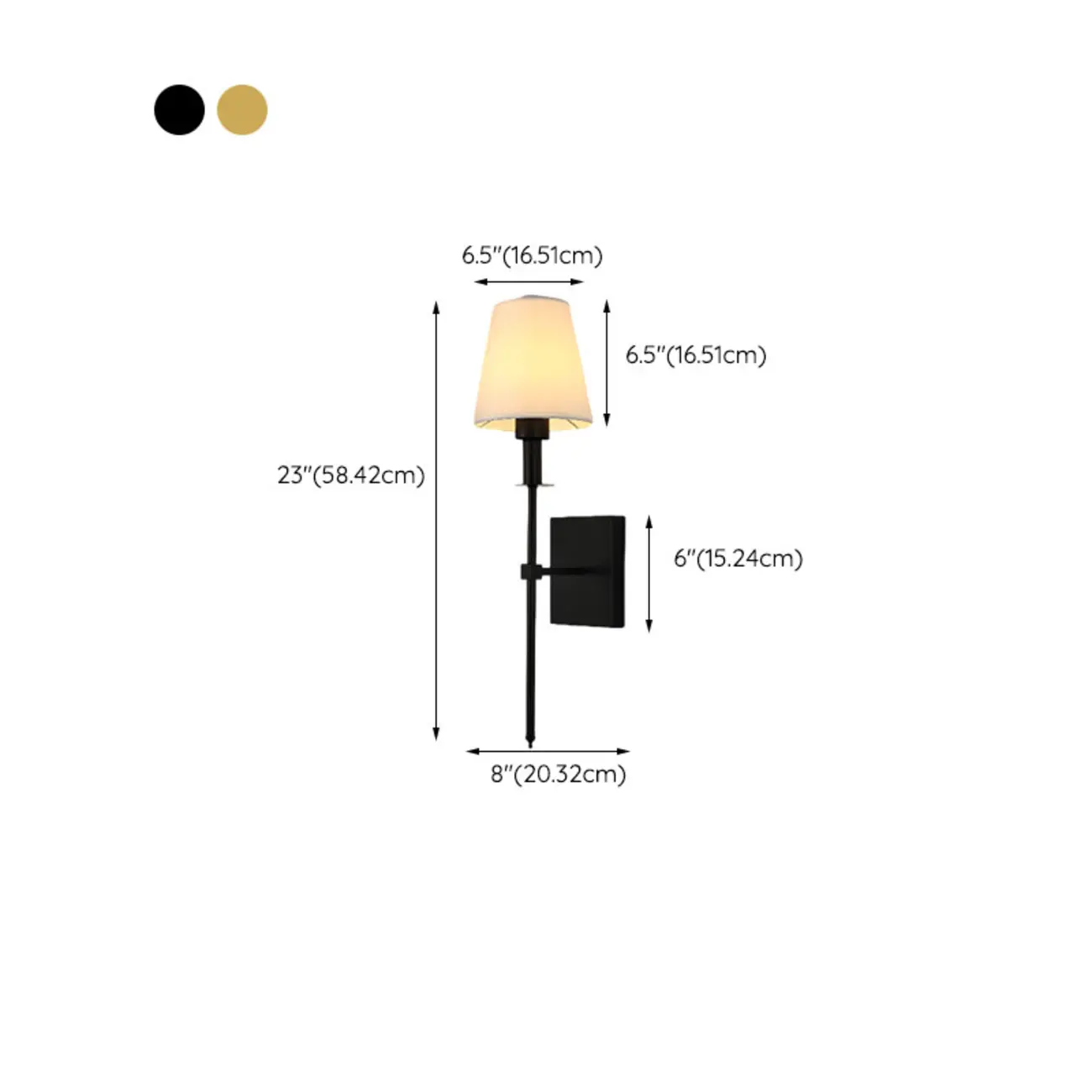 Modern White	Fabric Cylinder Wall Sconce with Medium Size #size