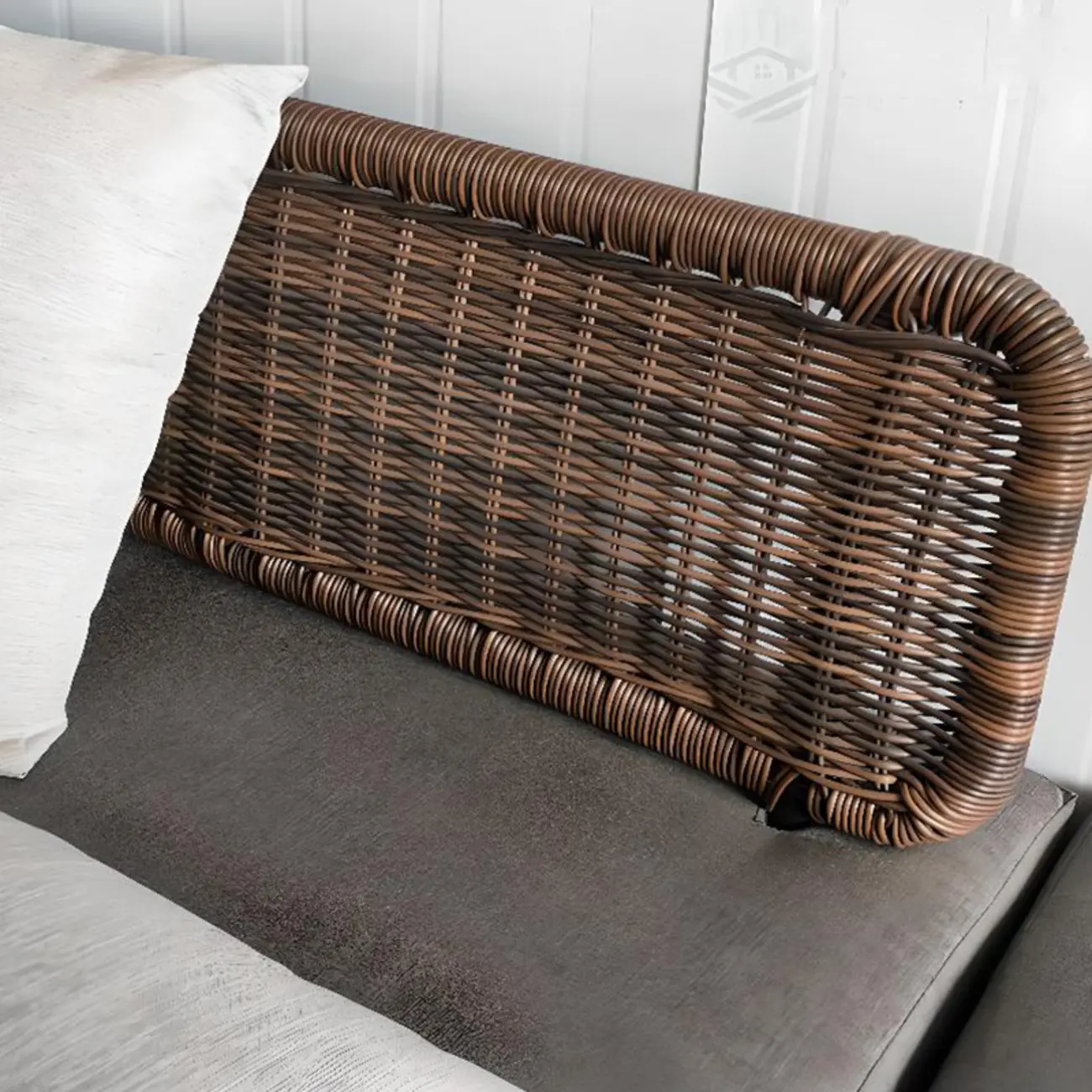 Modern Rattan WeavingOutdoor Sofa with Wood Base Image - 10 | homeyfad