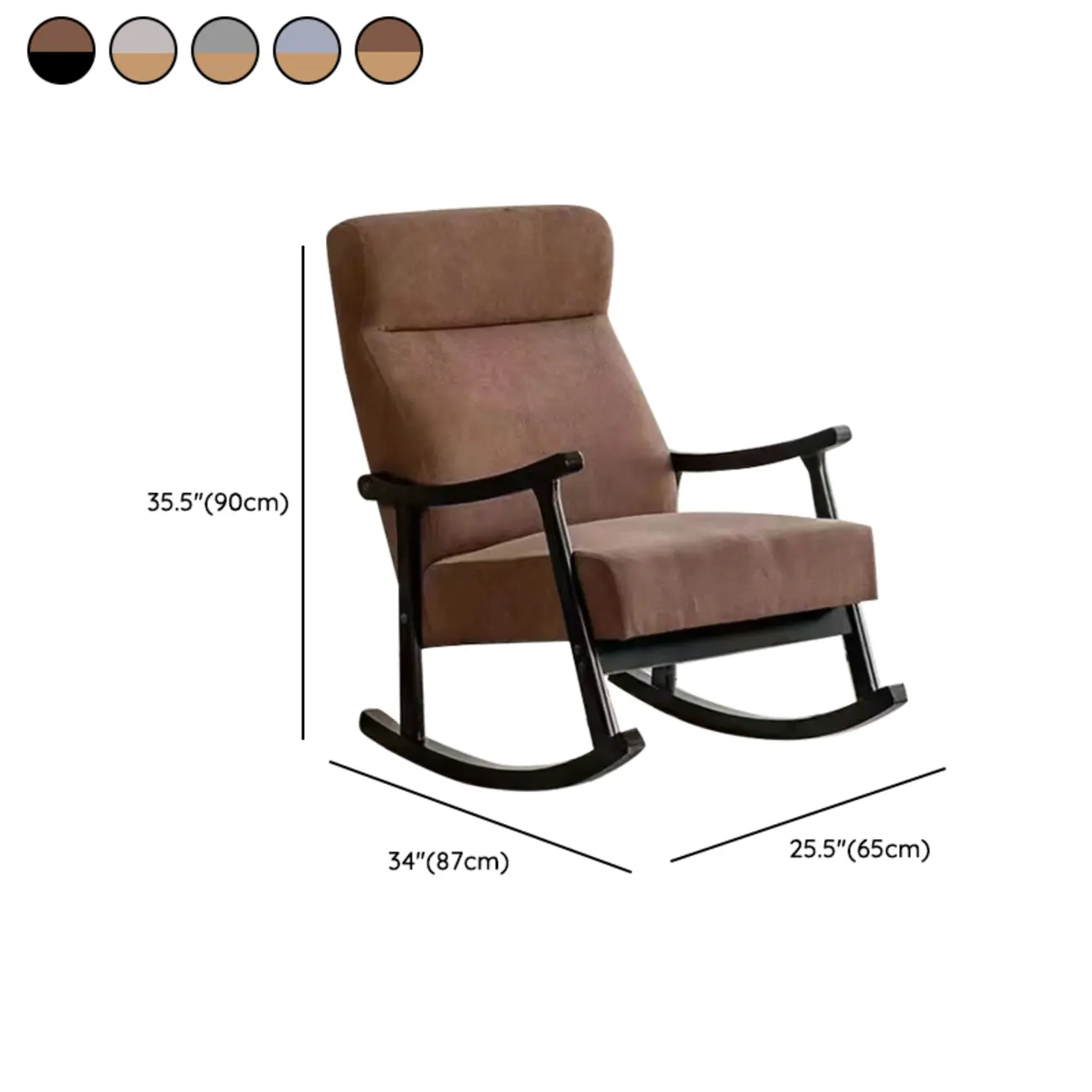 Modern Wood Upholstered Rocking Chair with Optional Ottoman #size