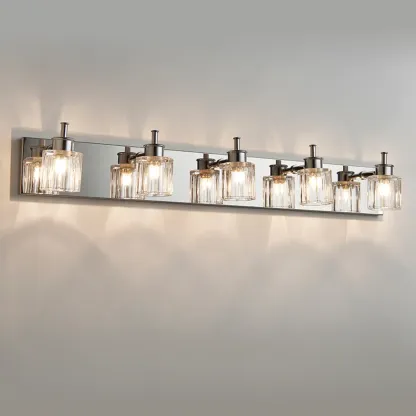 4 Bulb Vintage Bath Vanity Light with Brushed Nickel Shade Image - 5