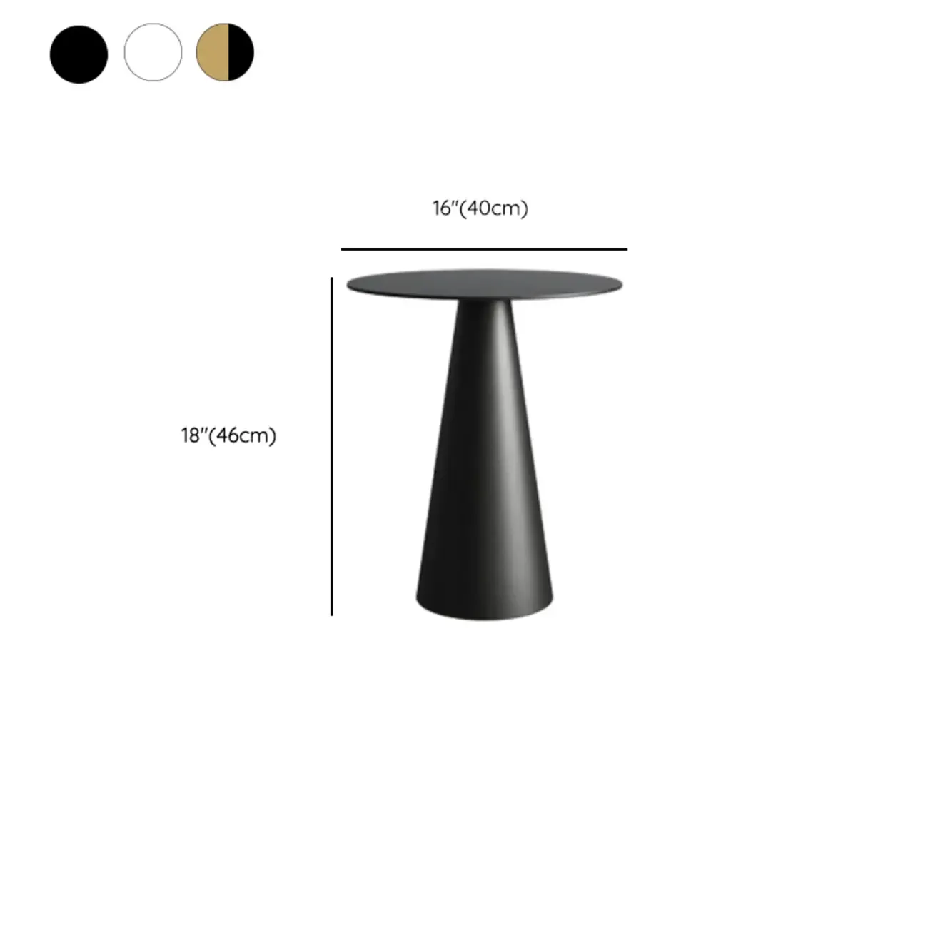 Modern Black Metal Round End Table for Living Room Decor #size
