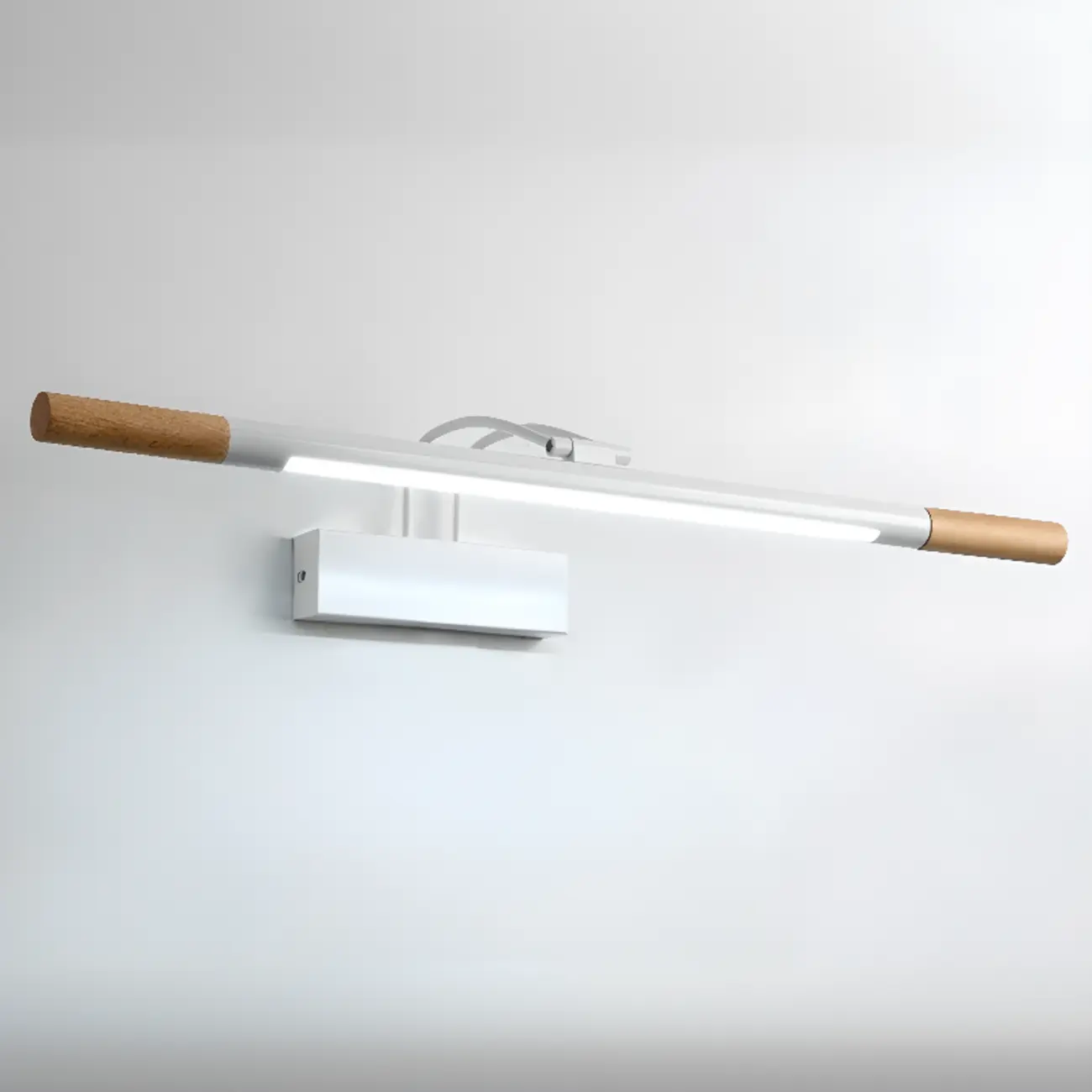 Modern White LED Bathroom Vanity Light with Wood Accent Image - 6 | homeyfad