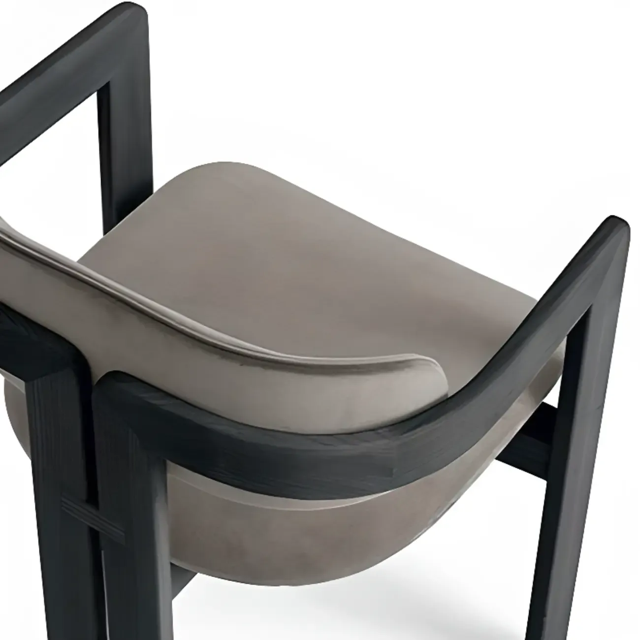 Scandinavian Tripod Chair with Arm in Grey Fabric Upholstered Image - 6