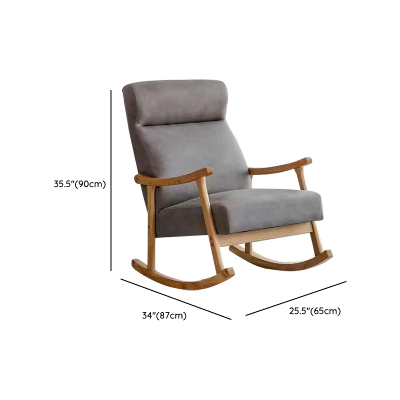 Modern Wood Upholstered Rocking Chair with Optional Ottoman Image - 15 | homeyfad