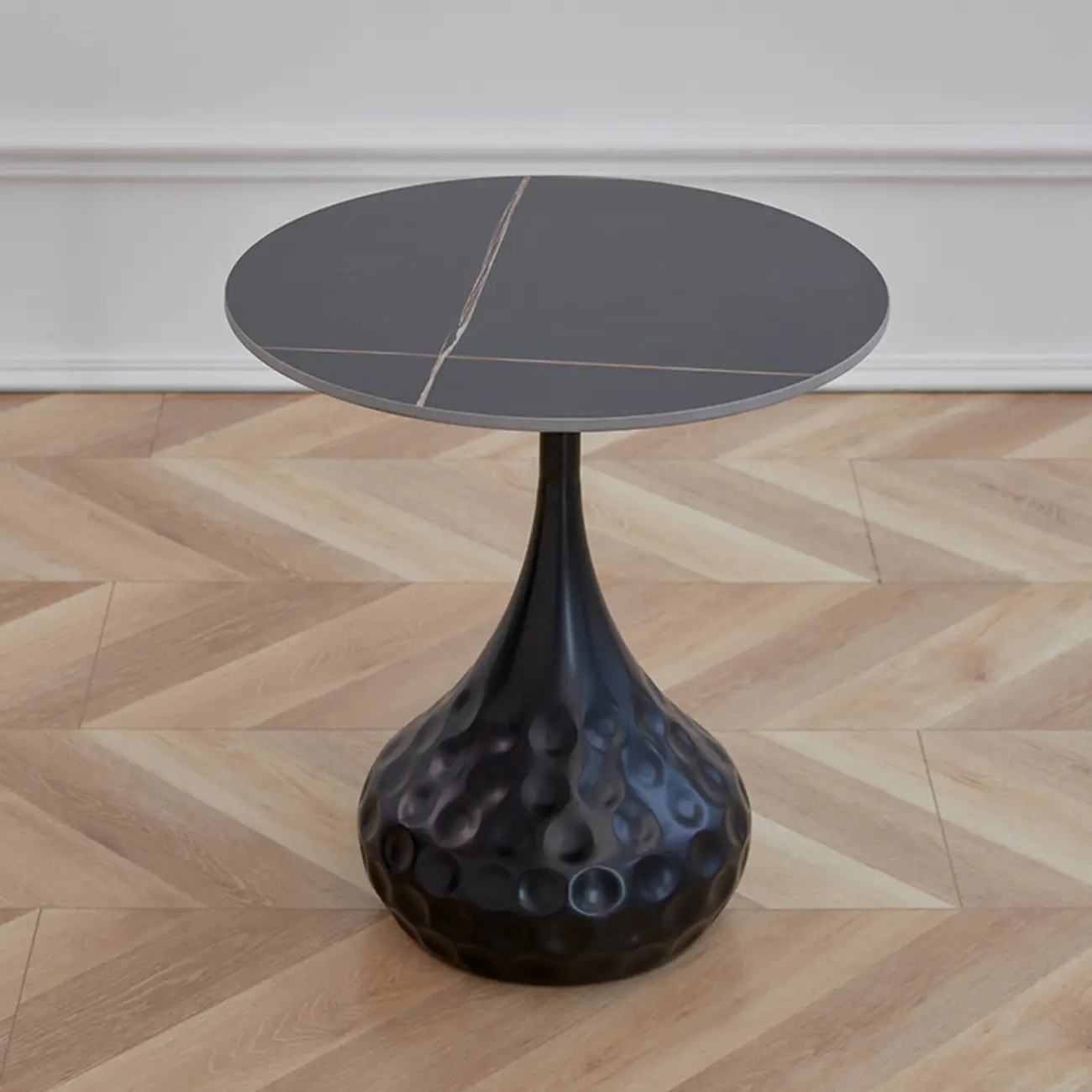 Metal Pedestal Round Marble Side Table for Living Room Image - 15 | homeyfad