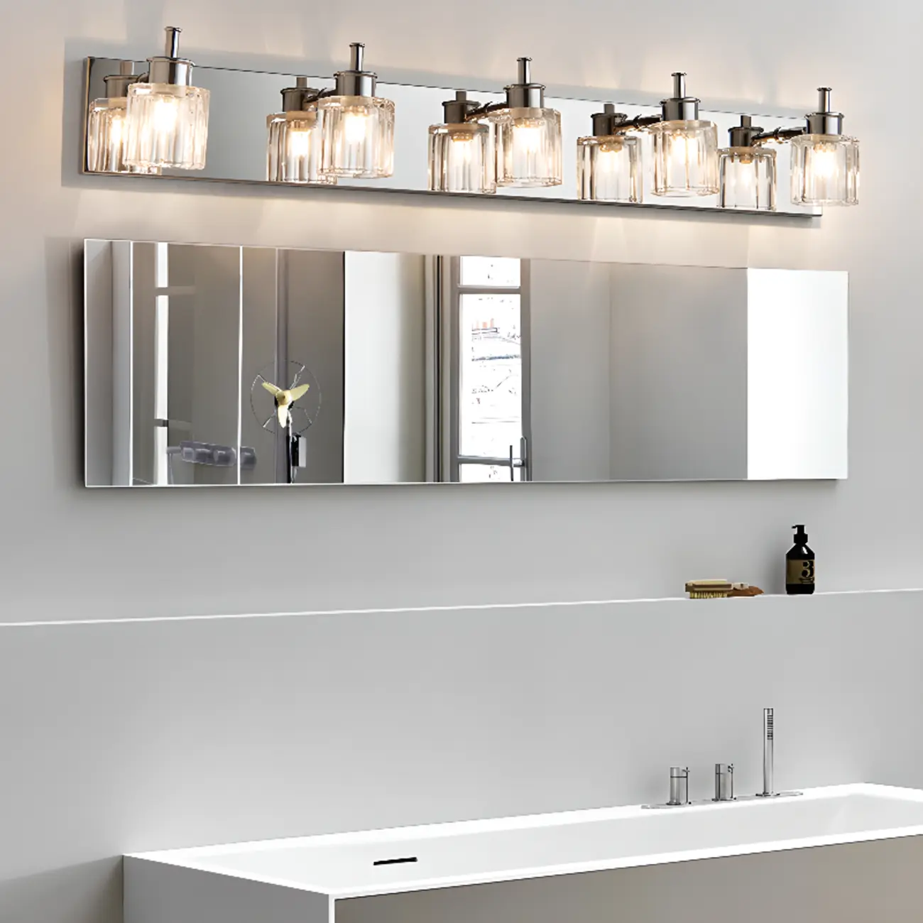 4 Bulb Vintage Bath Vanity Light with Brushed Nickel Shade Image - 6 | homeyfad