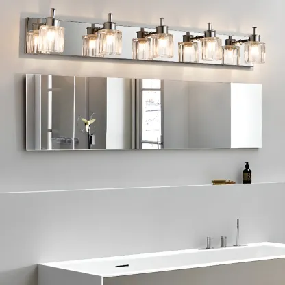 4 Bulb Vintage Bath Vanity Light with Brushed Nickel Shade Image - 6