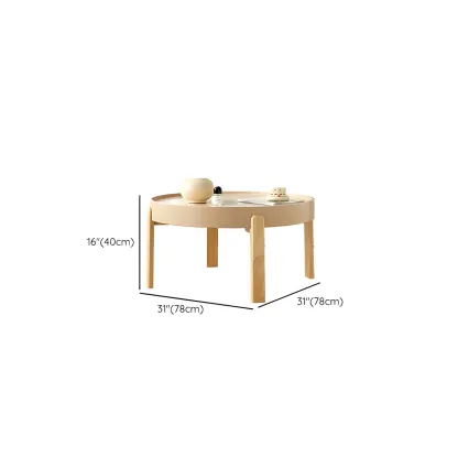 Minimalistic Beige Wood Round Coffee Table with Tray Top   Image - 13