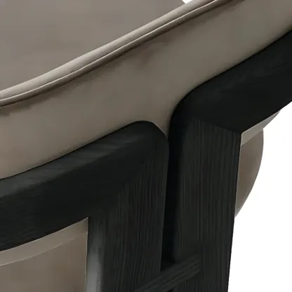 Scandinavian Tripod Chair with Arm in Grey Fabric Upholstered  Image - 7