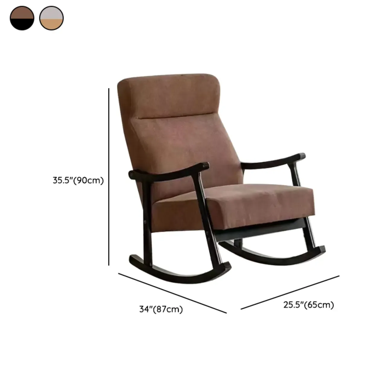 Modern Wood Upholstered Rocking Chair with Optional Ottoman Image - 16