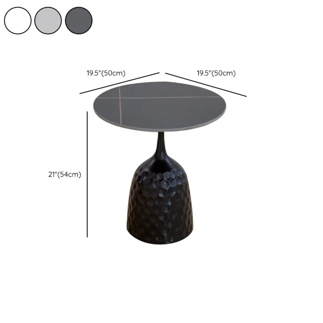 Metal Pedestal Round Marble Side Table for Living Room #size