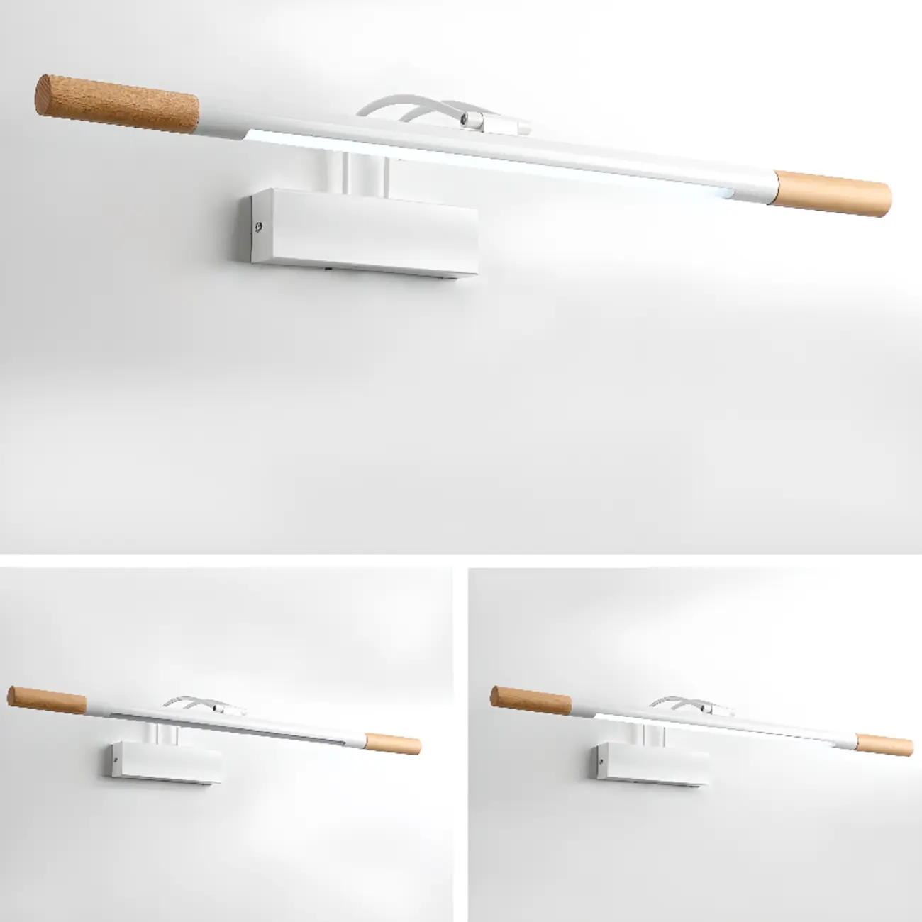 Modern White LED Bathroom Vanity Light with Wood Accent Image - 8 | homeyfad