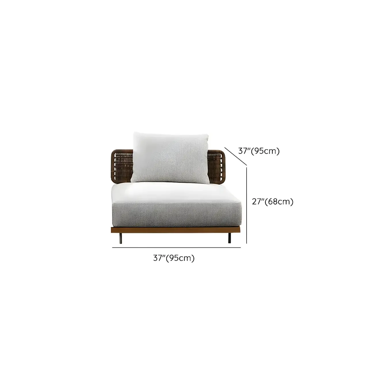 Modern Rattan WeavingOutdoor Sofa with Wood Base #size