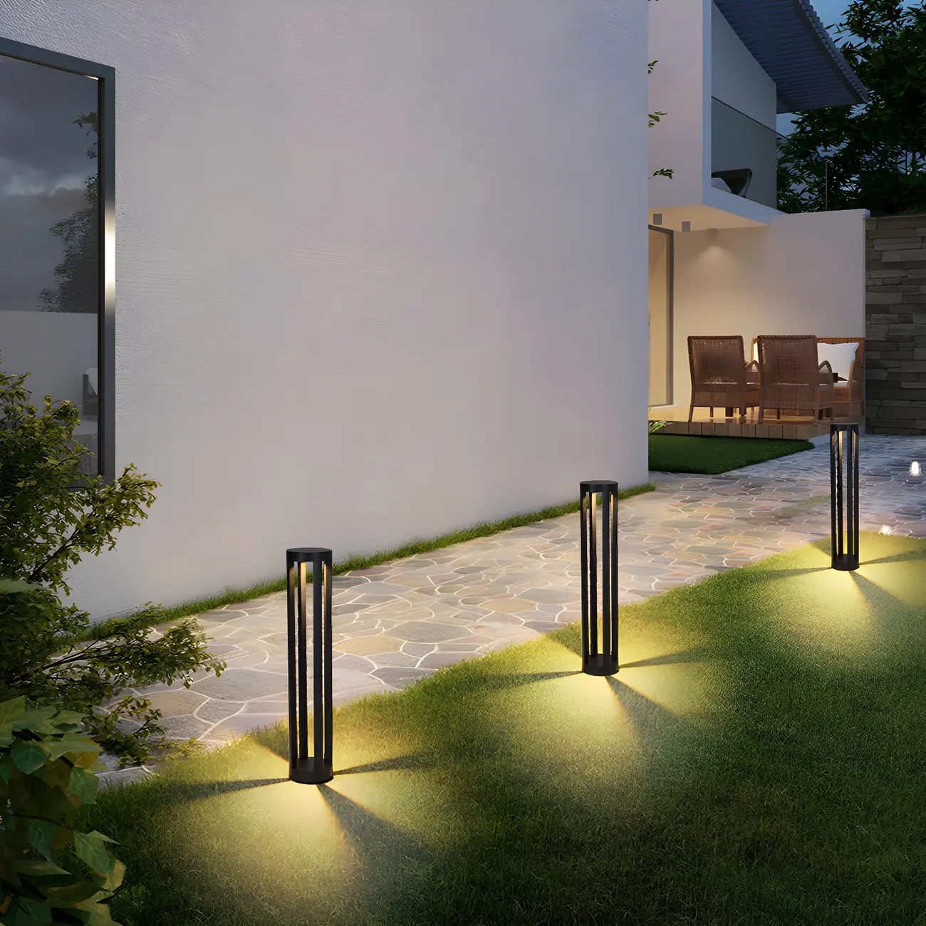 Modern Black Metal LED Bollard Light for Outdoor Pathway Image - 1 | homeyfad